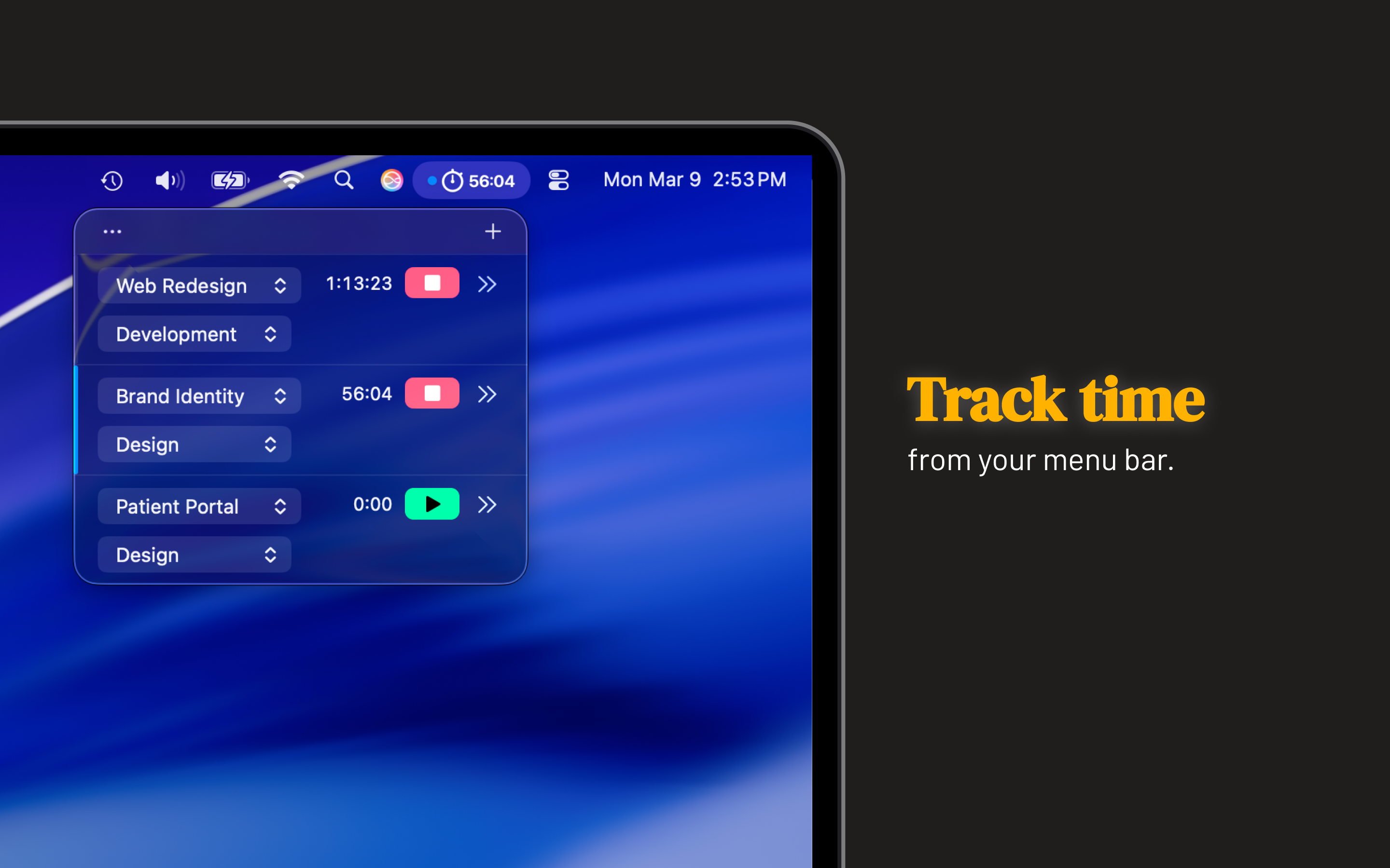 ShinyTimer — Professional Time Tracking for Your Mac Menu Bar